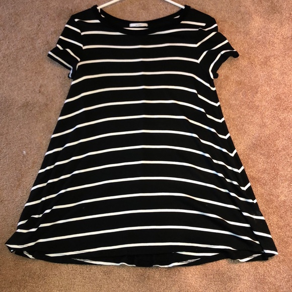 Acemi Dresses & Skirts - Black & white striped T-shirt swing dress